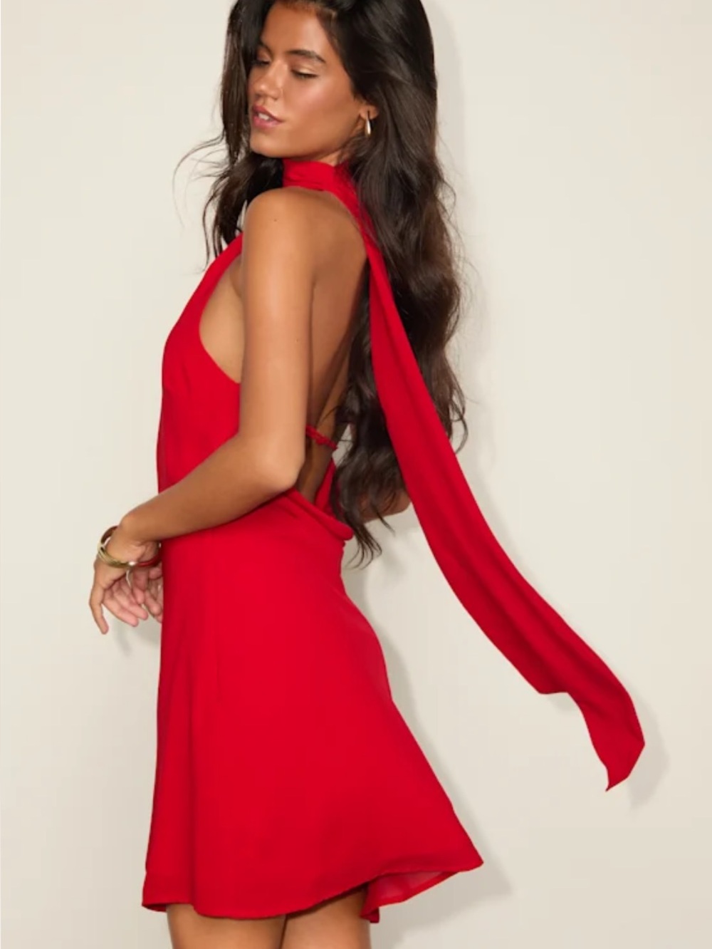 New Lulus Isloda Satin Backless One Shoulder Mini Dress w/ Sash  Sz XS